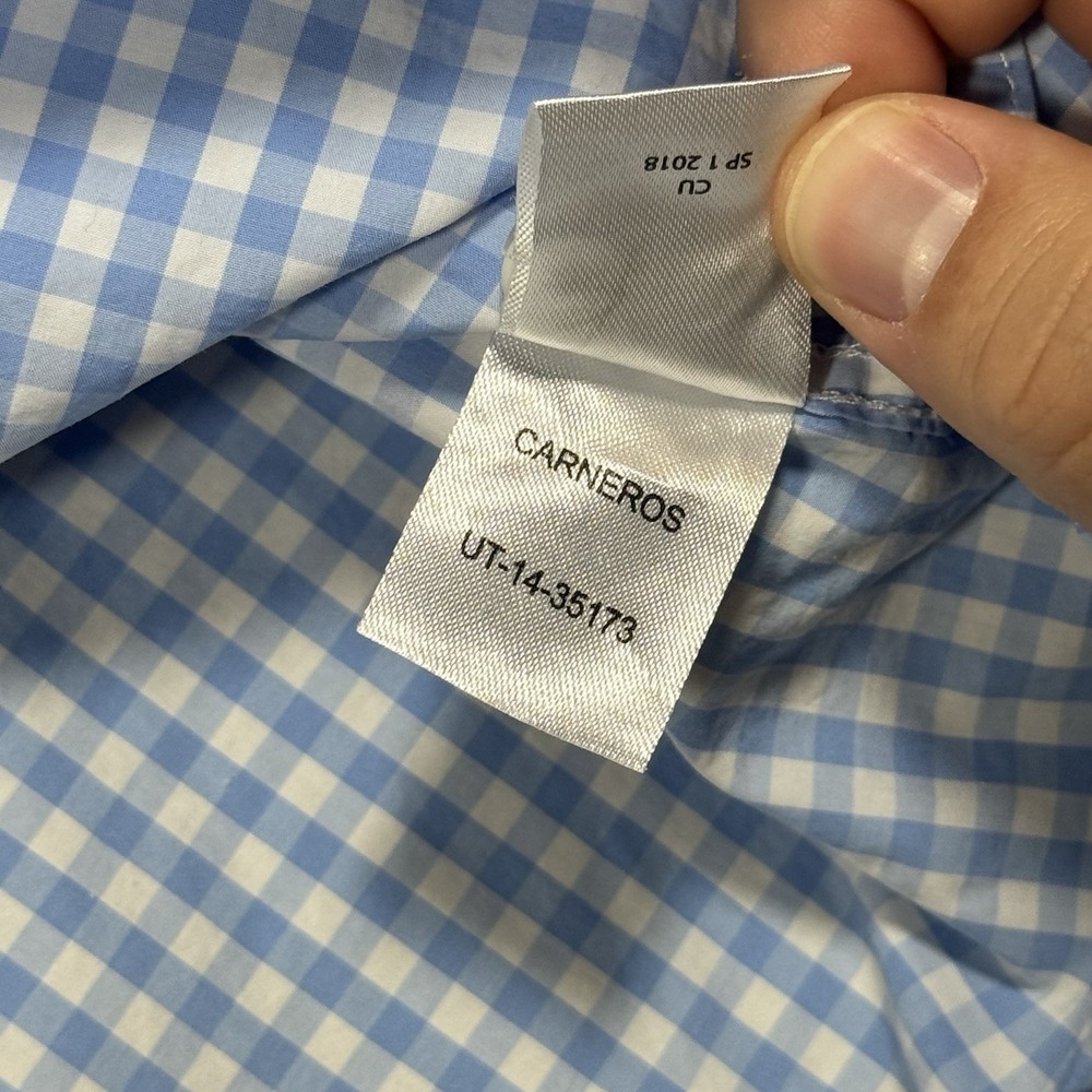 UNTUCKit Mens XL Blue White Gingham Check Button Up Shirt Long Sleeve Cotton - Picture 8 of 11